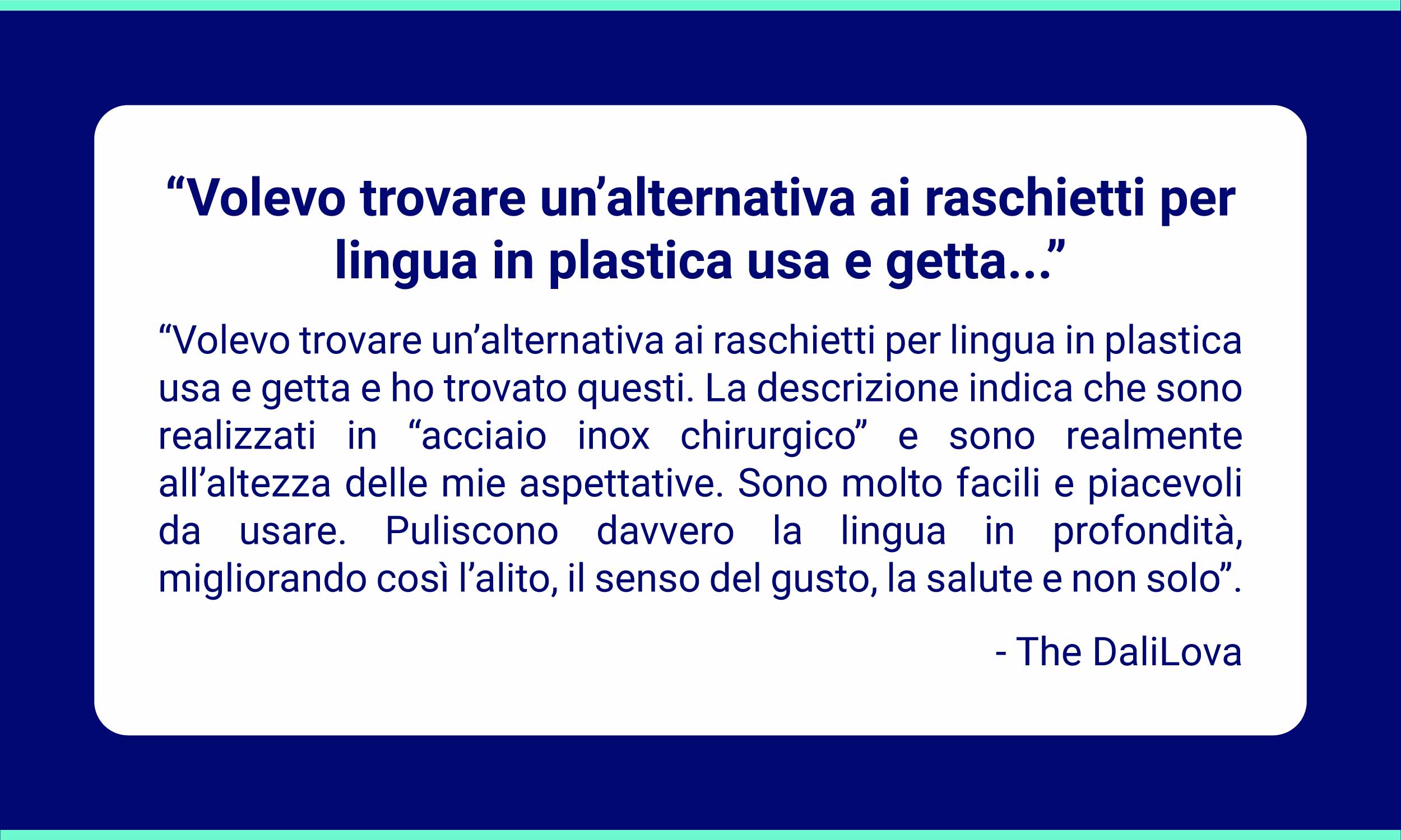 recensione di un cliente da Amazon sul raschietto per lingua Oravix: passaggio dal raschietto per lingua in plastica a quello in acciaio inossidabile