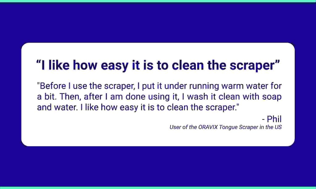 Testimonial from Amazon: I like how easy it is to clean the scraper